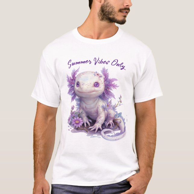 Alotl-tecken med sommartextdesign t shirt (Framsida)
