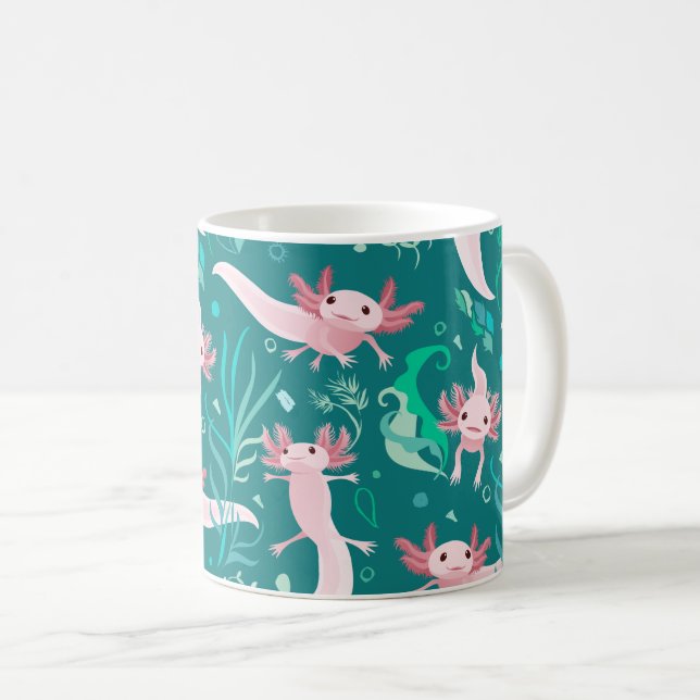 Alotta Rosa Axolotls på Teal Mugg (Framsida höger)