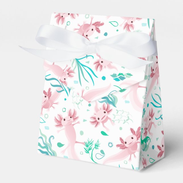 Alotta Rosa Axolotls på White Presentaskar (Framsidan Sidan)