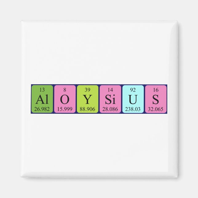 Aloysius periodiskt återkommande magnet bord namn (Framsidan)