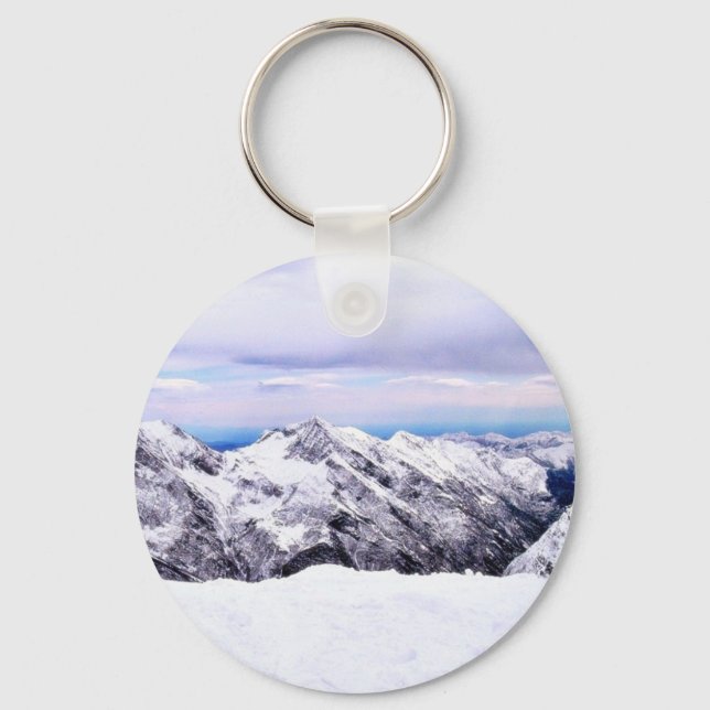 Alp-berg täckta med Snö Nyckelring (Framsida)