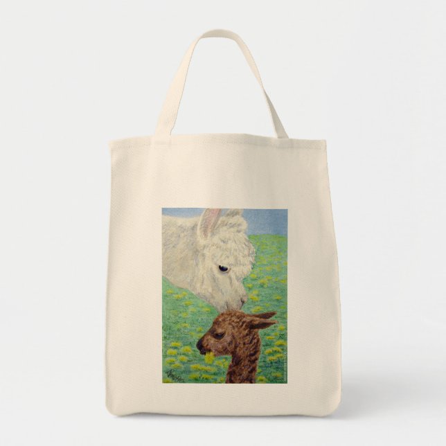 Alp & Cria Tote Bag - "Alpaca Kiss" Tygkasse (Framsidan)