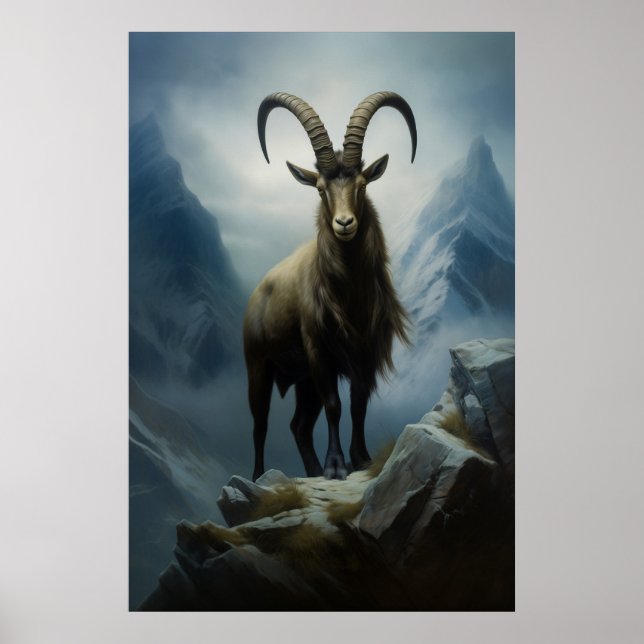 Alp Ibex skönhet vid Cliff Poster (Framsidan)