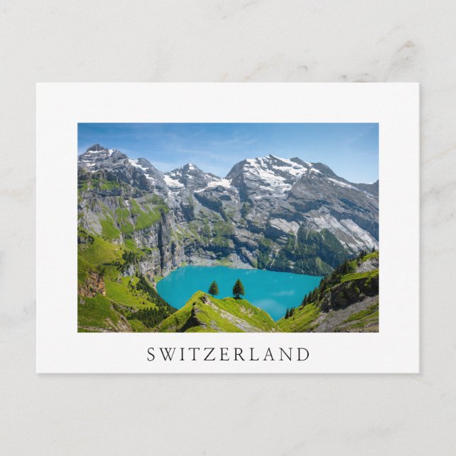 Alp sjö Oeschinensee i Schweiz Vykort (Framsida)