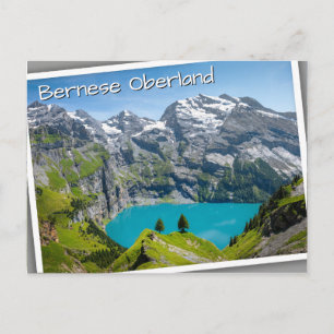 Alp sjö Oeschinensee i Schweiz Vykort