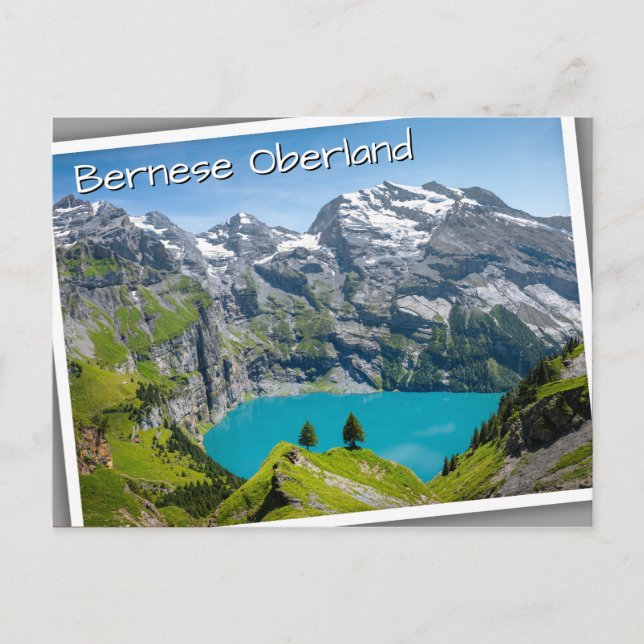 Alp sjö Oeschinensee i Schweiz Vykort (Framsida)