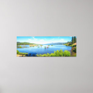 Alp sjö panorama fotografi väggkonst canvastryck