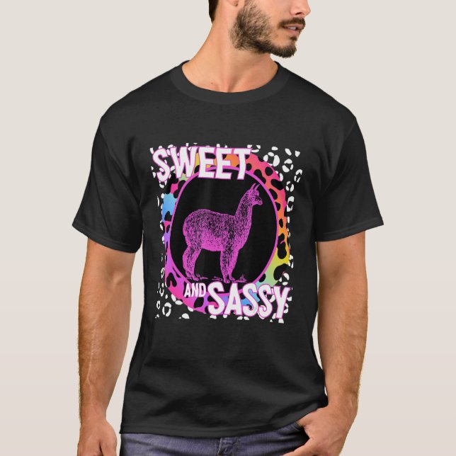 Alpaca 90s Nostalgia Rainbow Leopard Skriv ut Trop T Shirt (Framsida)