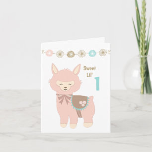 Alpaca Baby 1st Birthday Kort