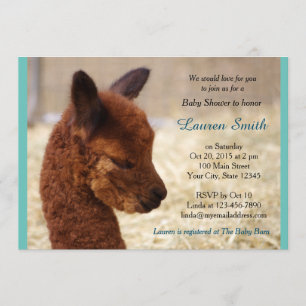 Alpaca Baby Shower-inbjudningar Boy Inbjudningar