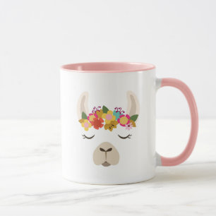 Alpaca- & blommamönster mugg