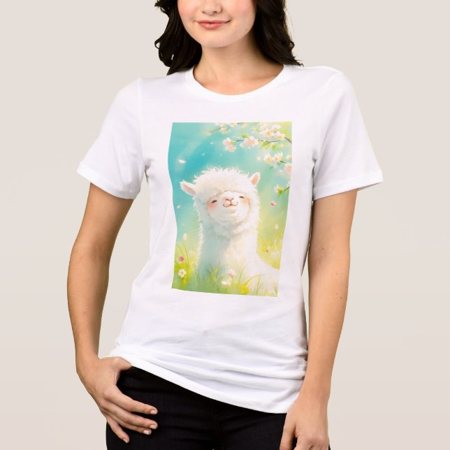 Alpaca Bvävning i Blommigtens blommor T Shirt (Framsida)