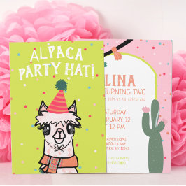 Alpaca Cactus Fiesta Birthday Inbjudningar