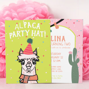 Alpaca Cactus Fiesta Birthday Inbjudningar