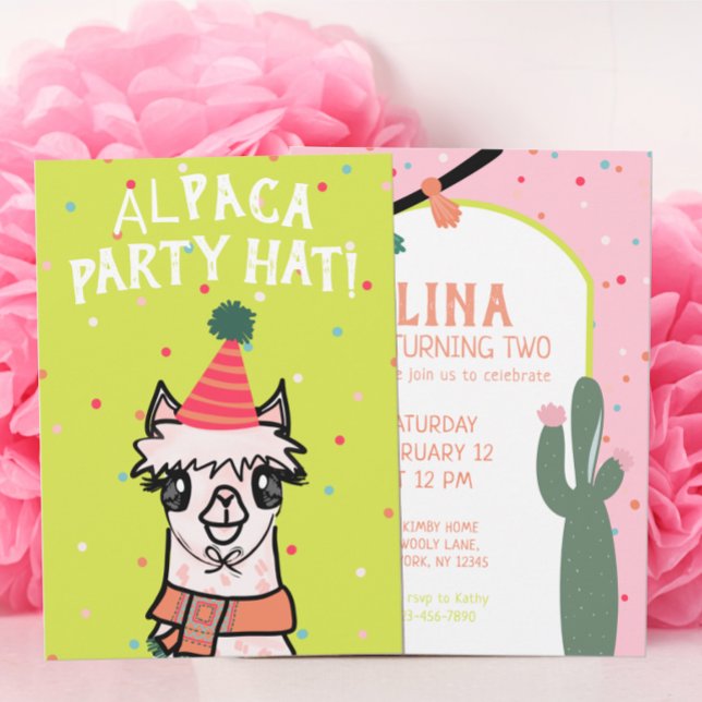 Alpaca Cactus Fiesta Birthday Inbjudningar (Skapare uppladdad)