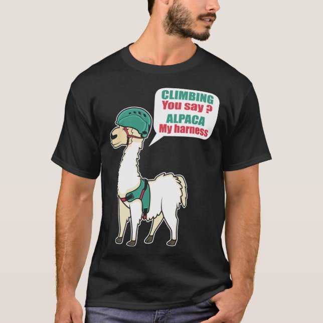 Alpaca Climbing Mountain Climber And Alpaca Fan T Shirt (Framsida)