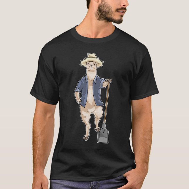 Alpaca Farmer Shovel T Shirt (Framsida)