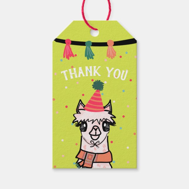 Alpaca Fiesta Winter Birthday Presentetikett (Framsidan)