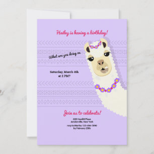 Alpaca Födelsedagsfest inbjudan