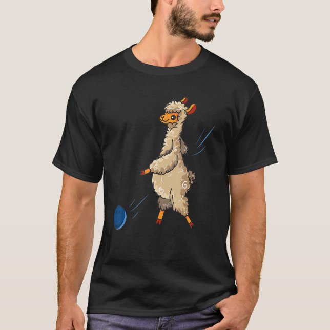Alpaca Funny Bowler Sport Bowling llama T Shirt (Framsida)