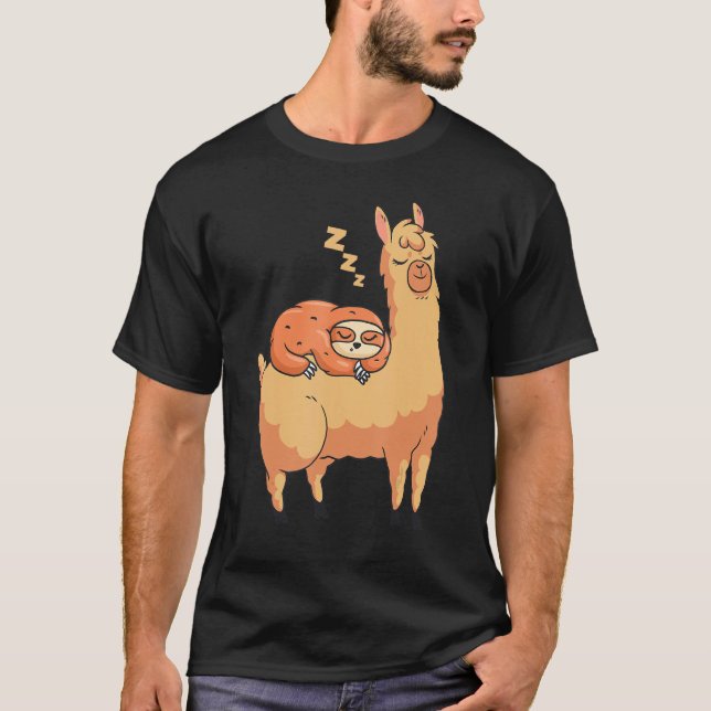 Alpaca Funny Sloth T Shirt (Framsida)