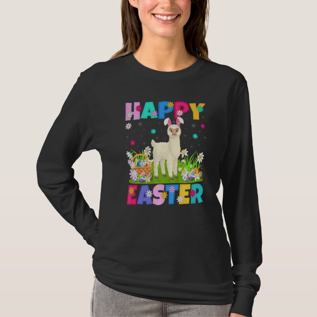 Alpaca Glad påsk Bunny Alpaca Påsk Söndag T Shirt (Framsida)