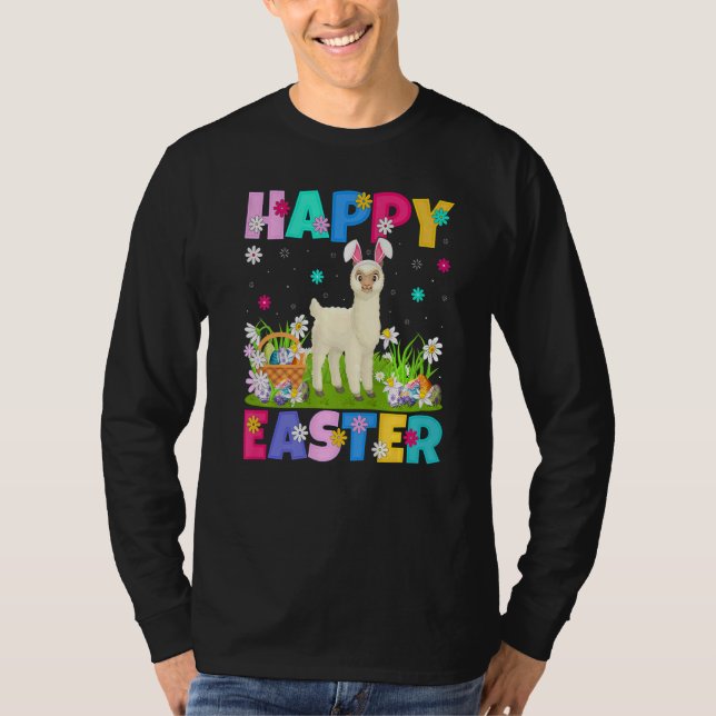 Alpaca Glad påsk Bunny Alpaca Påsk Söndag T Shirt (Framsida)