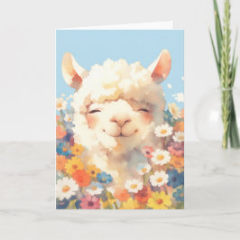 Alpaca Gömmande i Blommor Kort