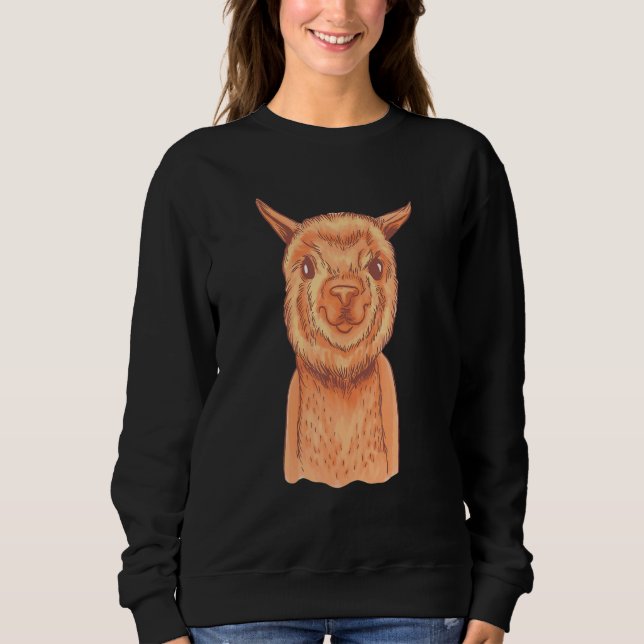 Alpaca grinning i bruna för Llama Fläkt T Shirt (Framsida)