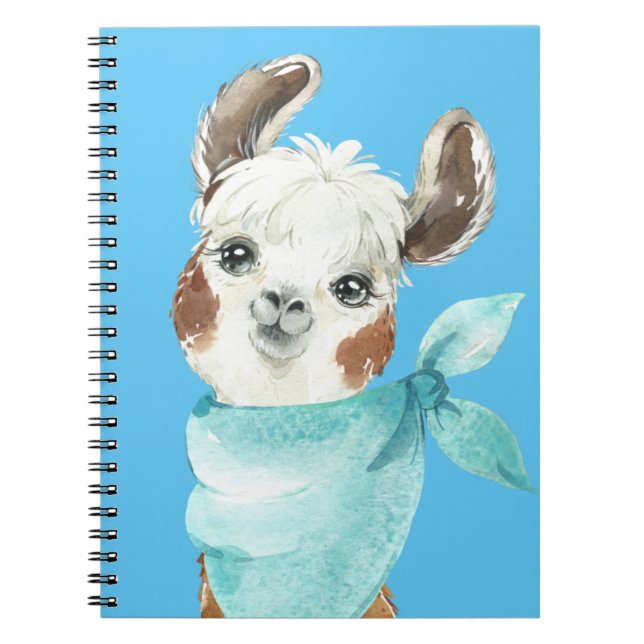 Alpaca i Blue Bandana Anteckningsbok (Framsidan)