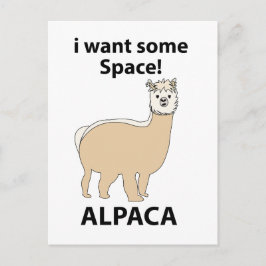 Alpaca Jag vill ha lite ledigt utrymme Alpaca Vykort