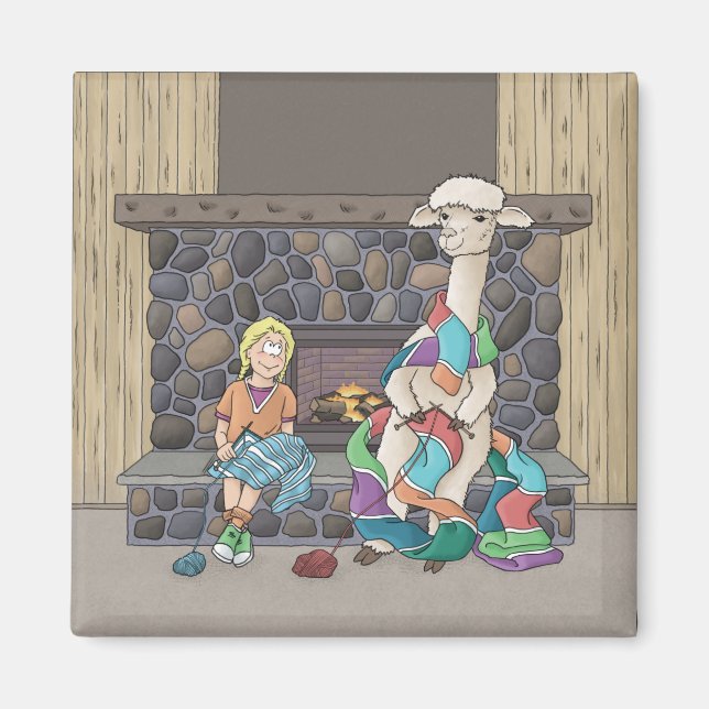 Alpaca Knitting Magnet (Framsidan)