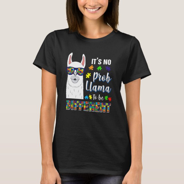 alpaca llama animal autism awareness t shirt (Framsida)
