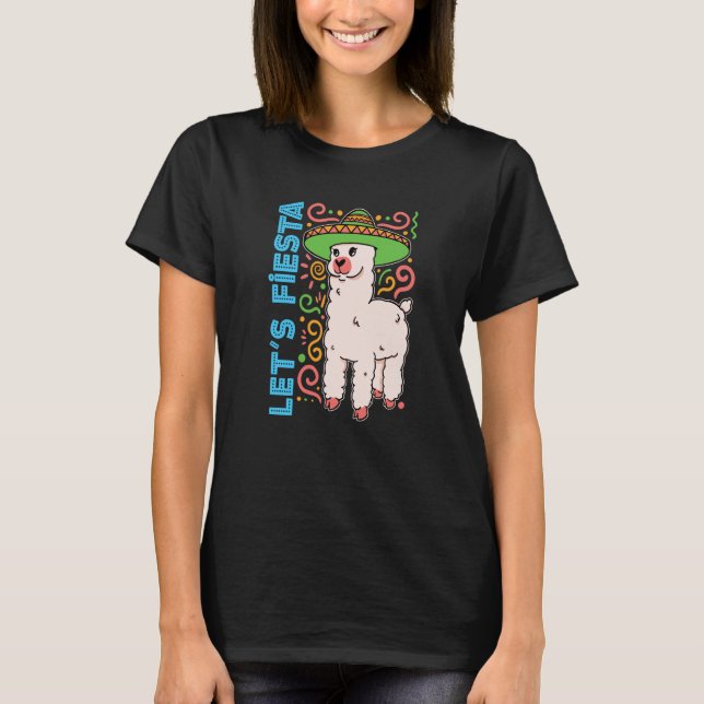 alpaca llama animal mexico cinco de mayo let's fie t shirt (Framsida)