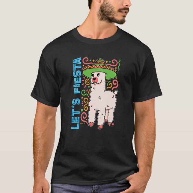 alpaca llama animal mexico cinco de mayo let's fie t shirt (Framsida)