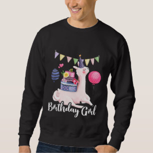 Alpaca Llama Cactus Girls Birthday Animal Lover Cu Lång Ärmad Tröja