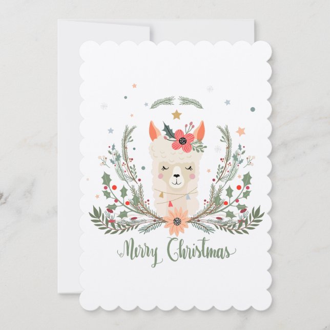 Alpaca Llama-jullekandinavikort Inbjudningar (Framsida)