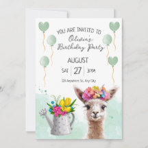 Alpaca llama Kid Birthday | Inbjudan till babyvisn