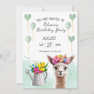 Alpaca llama Kid Birthday | Inbjudan till babyvisn