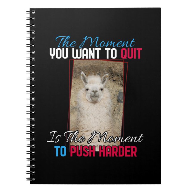 Alpaca Llama - Push Harder Encouragement Anteckningsbok (Framsidan)
