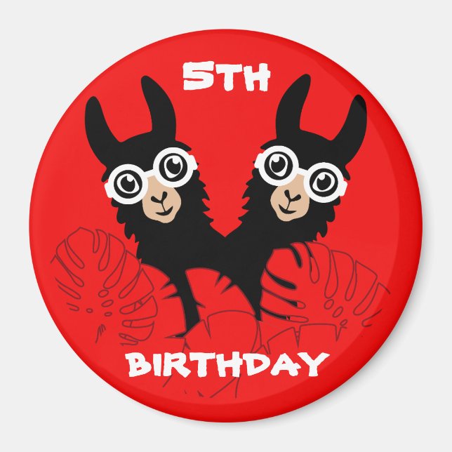 Alpaca llama Twillingar födelsedag Magnet (Framsidan)