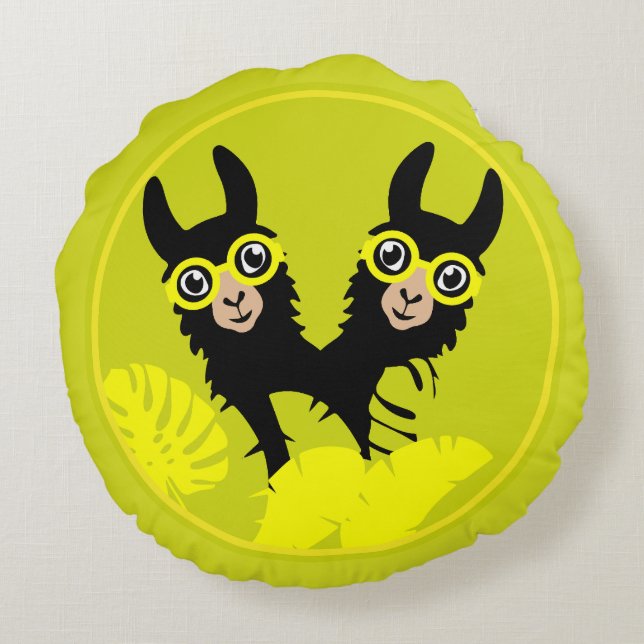 Alpaca llama-Twillingar Rund Kudde (Baksidan)