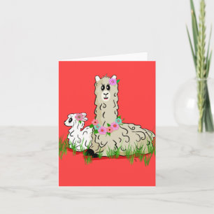 Alpaca Mamma och Baby Kort