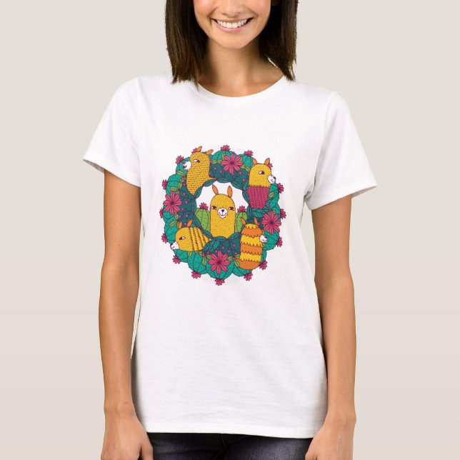 Alpaca Mandala T Shirt (Framsida)