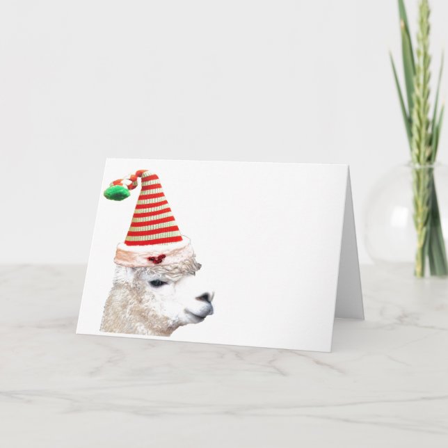 ALPACA MED CHRISTMAS HAT CHRISTMAS Card Kort (Framsida)