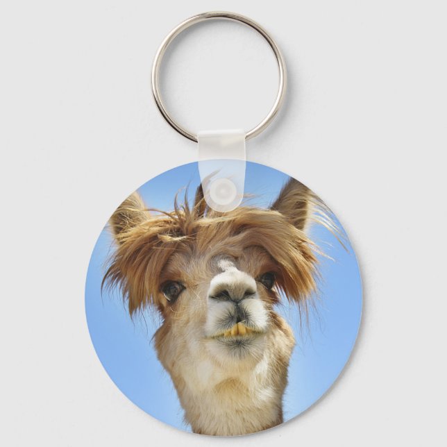 Alpaca med Crazy Hair Nyckelring (Framsida)