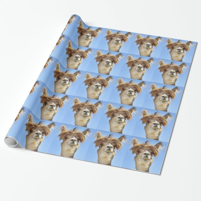 Alpaca med galet hår presentpapper (Utrullad)