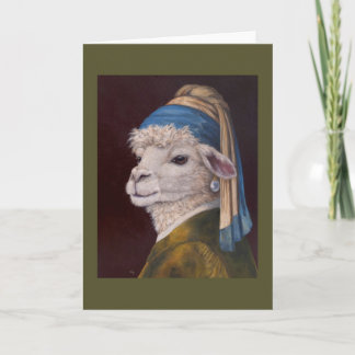 Alpaca med Pearl Earring Card Kort