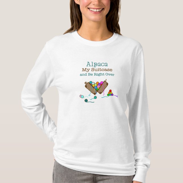 Alpaca min resväska Lång-muff T-tröja Tee Shirt (Framsida)