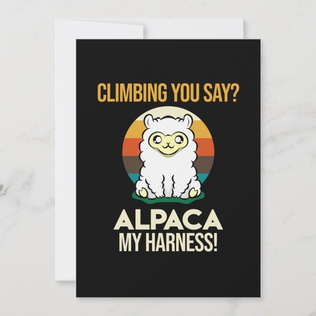 Alpaca My Harness Mountain Climber Rock Climbing G Tack Kort (Framsida)
